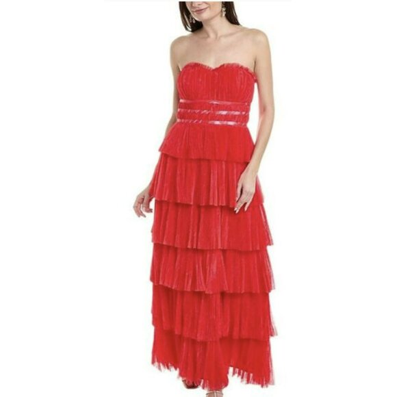 NWT Anthropologie Hutch Evie Strapless Tiered Maxi Dress Size 10 - Picture 4 of 9